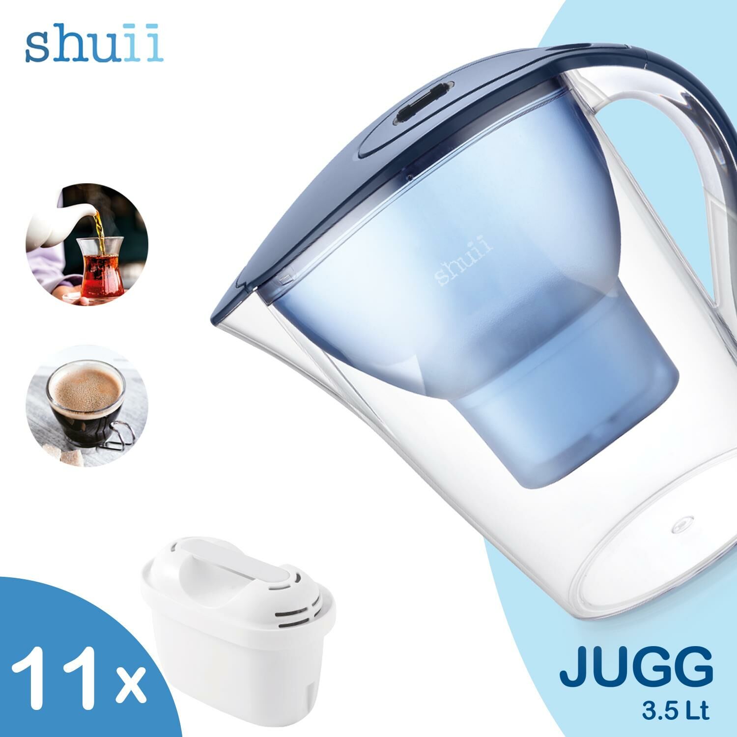 Jugg I Su Arıtma Sürahisi + 11 adet Filtre I Pure+ ve Maxtra+ Filtreleri ile Uyumlu