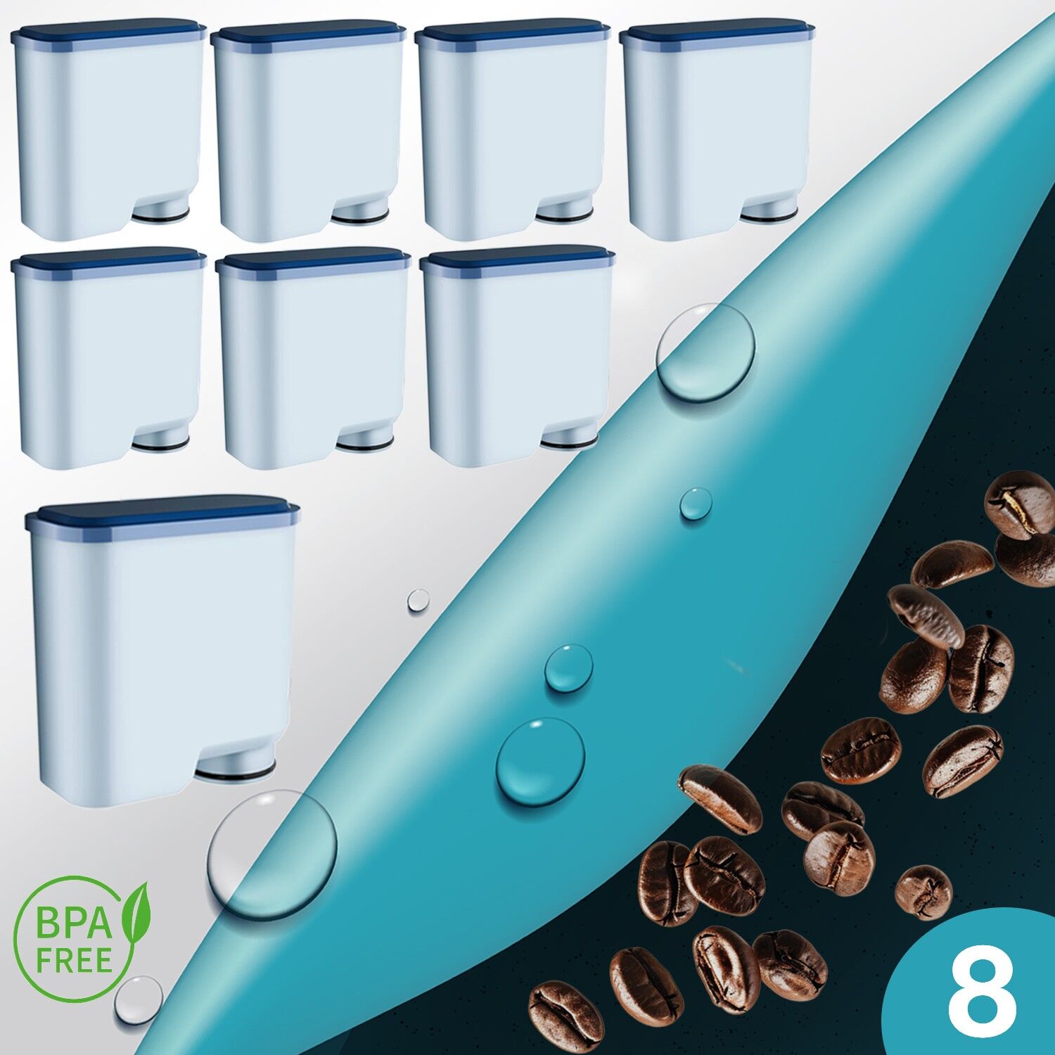 Pure Kafe PH012 - Philips Saeco Aquaclean için 8 Adet Kahve Makinesi Su Filtresi