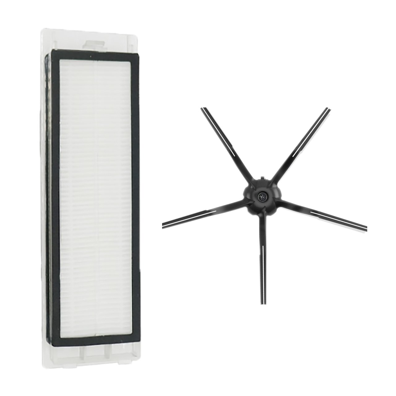 Roborock S5 Max Uyumlu 2 Parça Yedek Filtre Fırça Seti Siyah