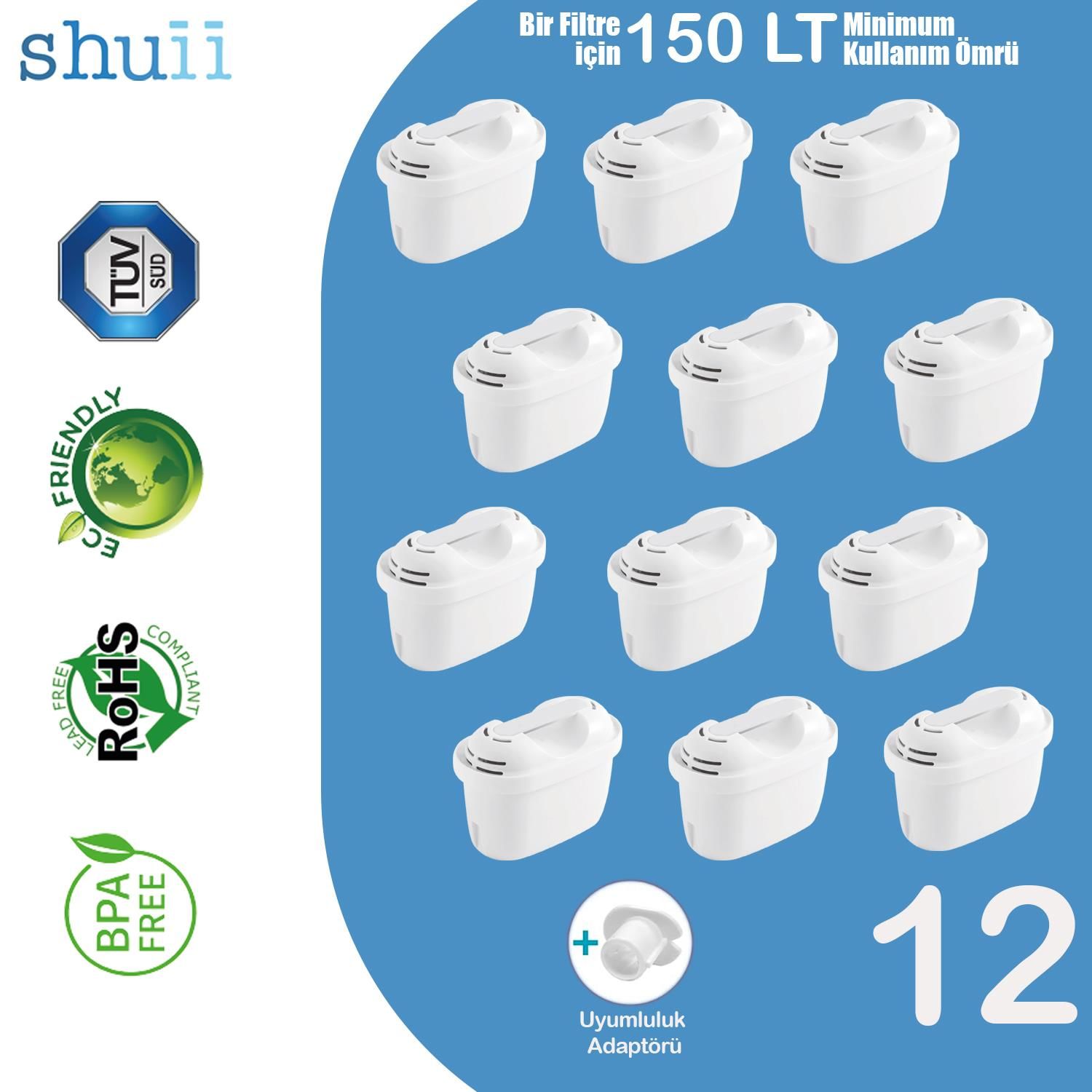Pure+ I Su Arıtma Filtresi (12 Adet Filtre ) I Shuii Jugg ve Brita Maxtra+ ile Uyumlu