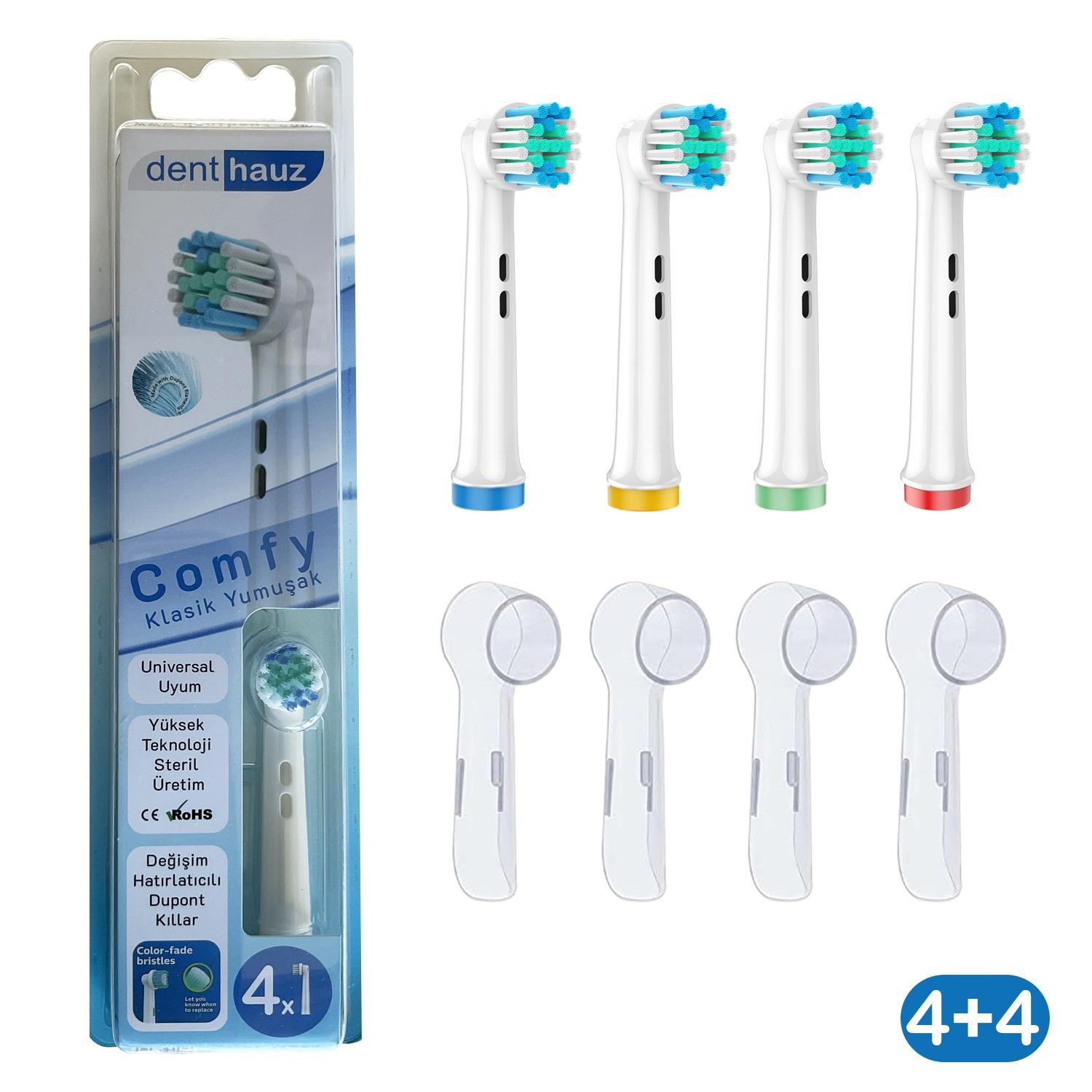 Comfy - Klasik Yumuşak Oral-B Uyumlu Diş Fırçası Başlığı + Fırça Koruma Kapağı