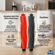 Dreame X40 Pro Ultra için (X40 Ultra Değil) Yedek Ana Fırça Seti