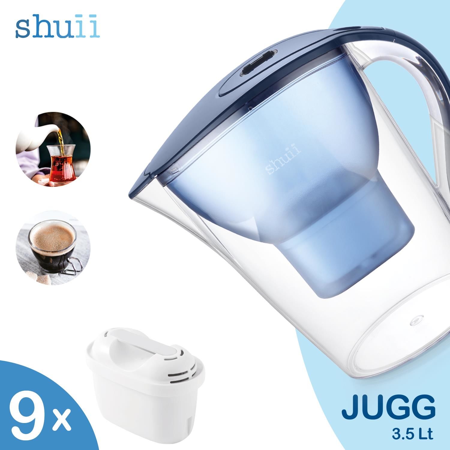 Jugg I Su Arıtma Sürahisi + 9 adet Filtre I Pure+ ve Maxtra+ Filtreleri ile Uyumlu