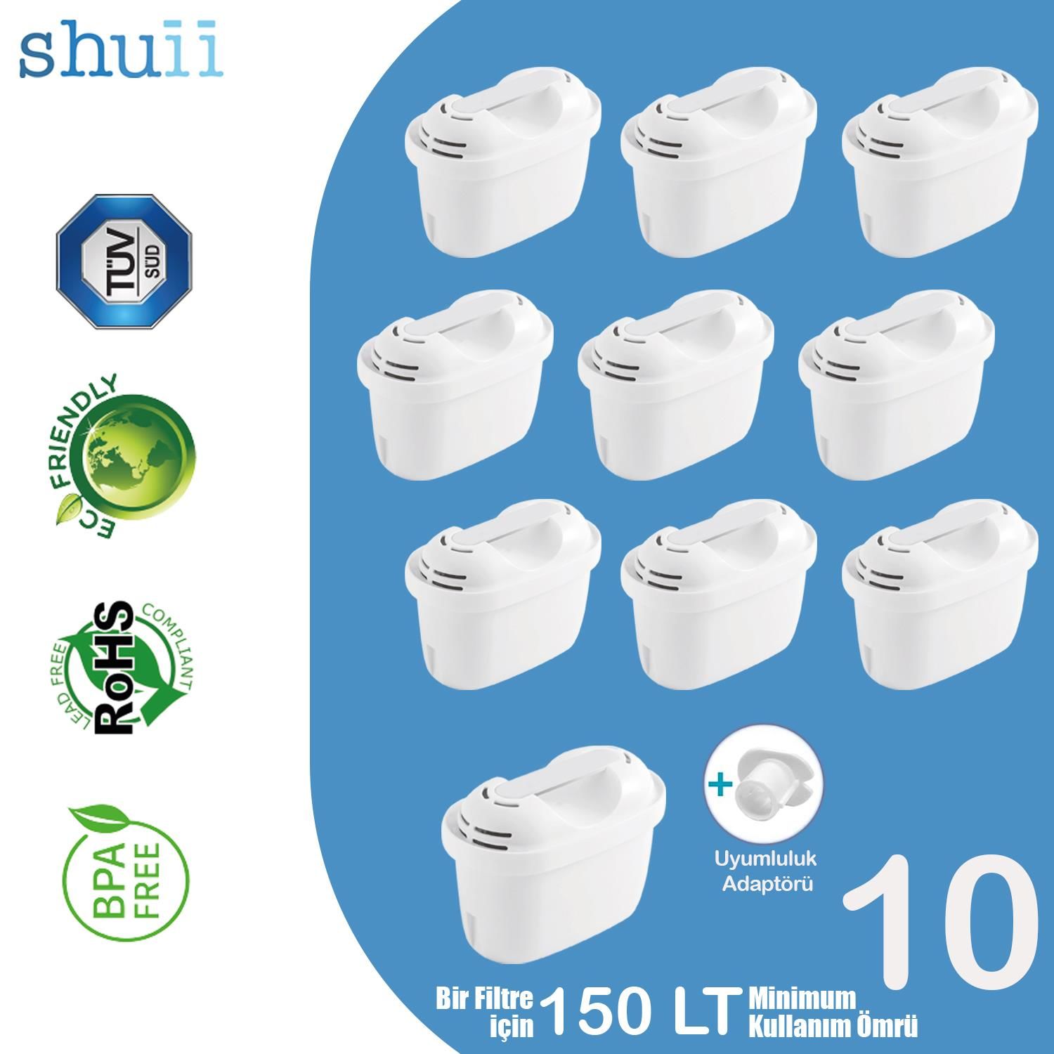Pure+ I Su Arıtma Filtresi (10 Adet Filtre ) I Shuii Jugg ve Brita Maxtra+ ile Uyumlu