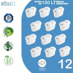 Pure+ I Su Arıtma Filtresi (12 Adet Filtre ) I Shuii Jugg ve Brita Maxtra+ ile Uyumlu