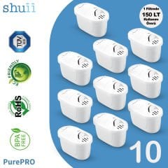 PurePro I Su Arıtma Sürahisi Filtresi (10 Adet Filtre ) I Jugg ve Brita Maxtra+ Pro ile Uyumlu