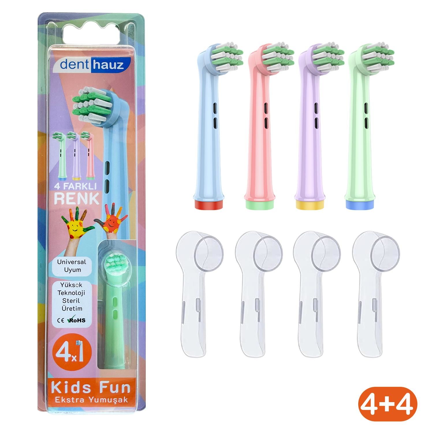 Kids Fun - Narin yumuşak Oral-B Uyumlu Diş Fırçası Başlığı + Fırça Koruma Kapağı