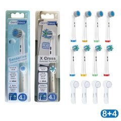 Süper set Sensetive + X Cross Oral-B Uyumlu Diş Fırçası Başlıkları + Fırça Koruma Kapağı