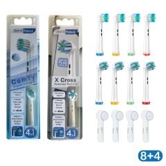 Süper set Comfy + X Cross Oral-B Uyumlu Diş Fırçası Başlıkları + Fırça Koruma Kapağı