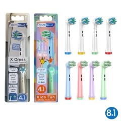 Kombo set X Cross + Kids Fun Yumuşak Oral-B Uyumlu Yedek Diş Fırçası Başlıkları
