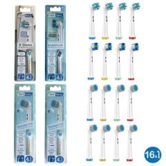 Dev Set 16 Adet  Sensetive + X Cross + 3D Maxcare Oral-B Uyumlu Yedek Diş Fırçası Başlıkları