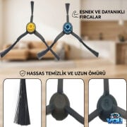 Fakir Robert Rs 770 780 için 1 Yıllık Yedek Set  16 parça Fırça Filtre Mop Bezi Seti
