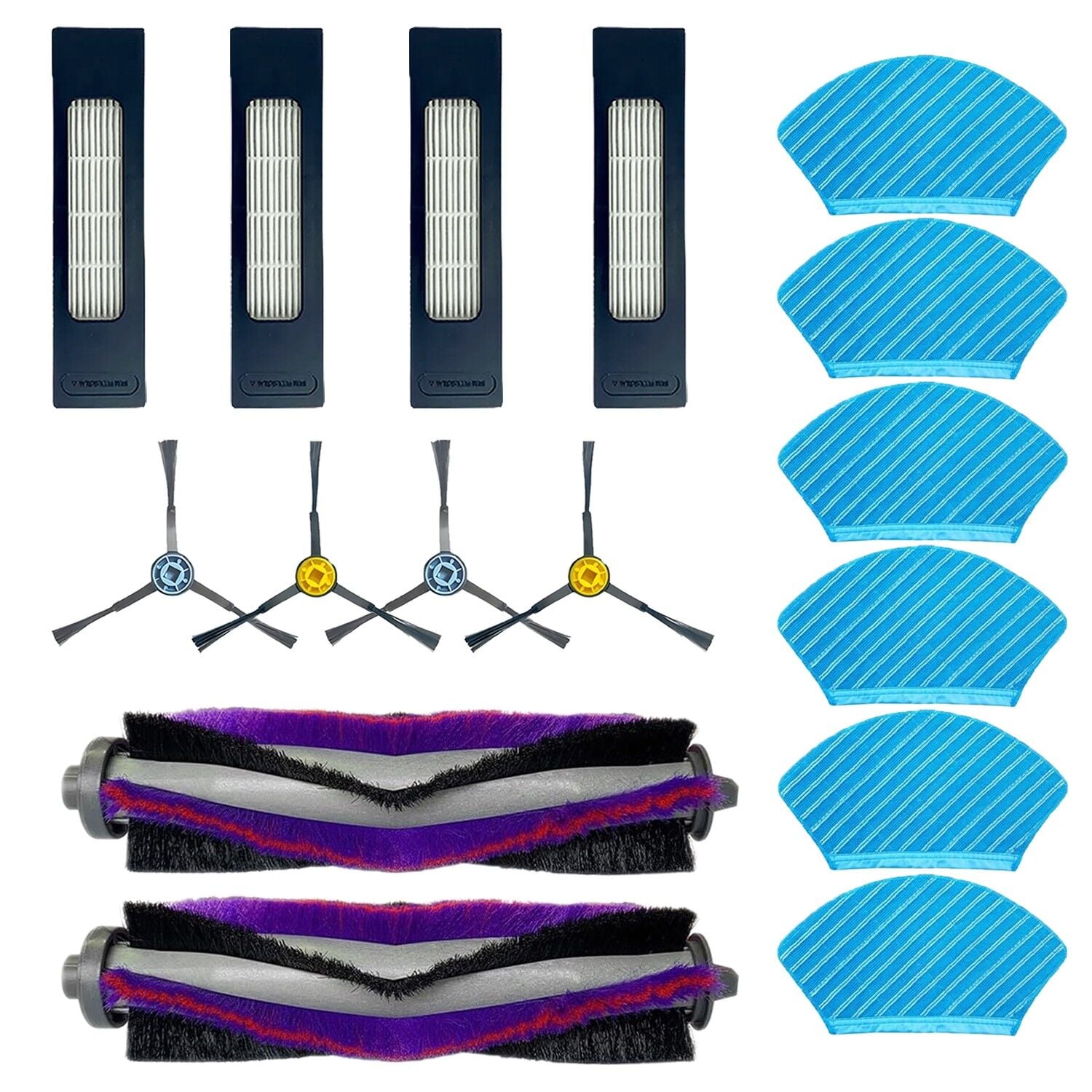 Fakir Robert Rs 770 780 için 1 Yıllık Yedek Set  16 parça Fırça Filtre Mop Bezi Seti