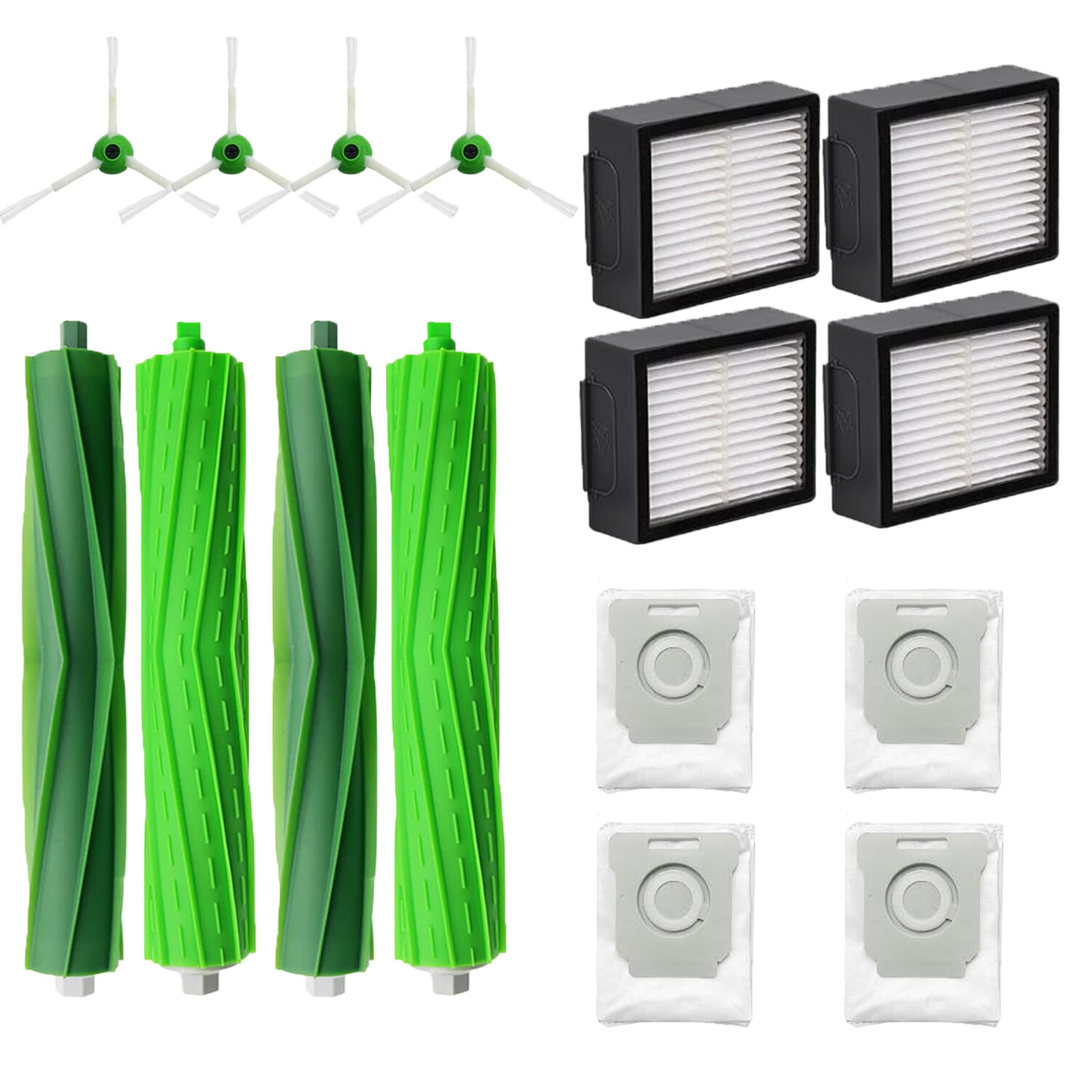 iRobot Roomba i7 i7+ Plus için yedek Set Hepa Filtre, Yedek Fırça, Toz Torbası